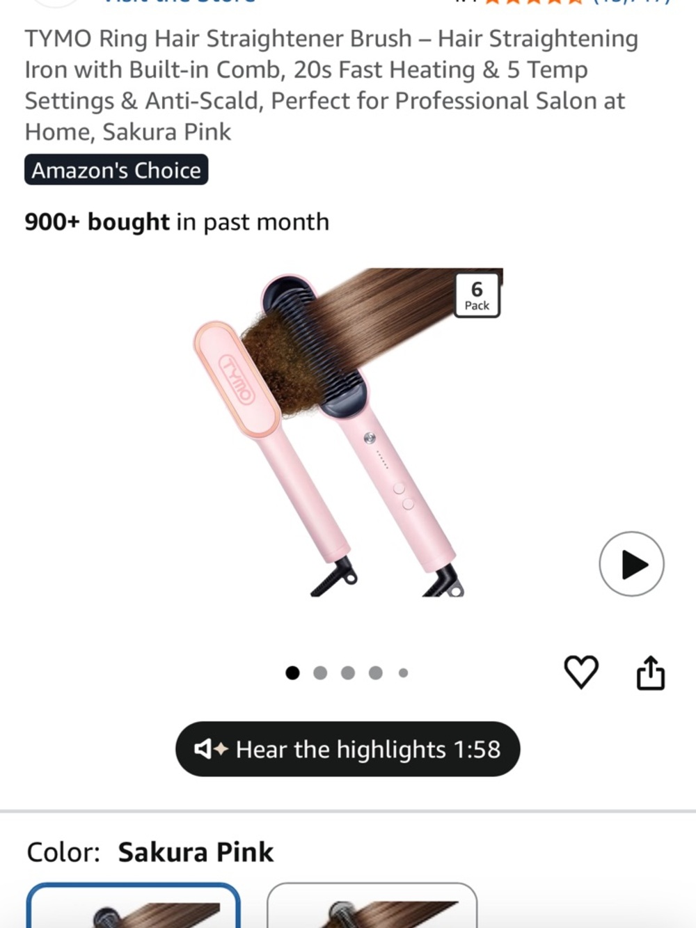Tymo Pink hair straightening brush - Picture 6 of 6